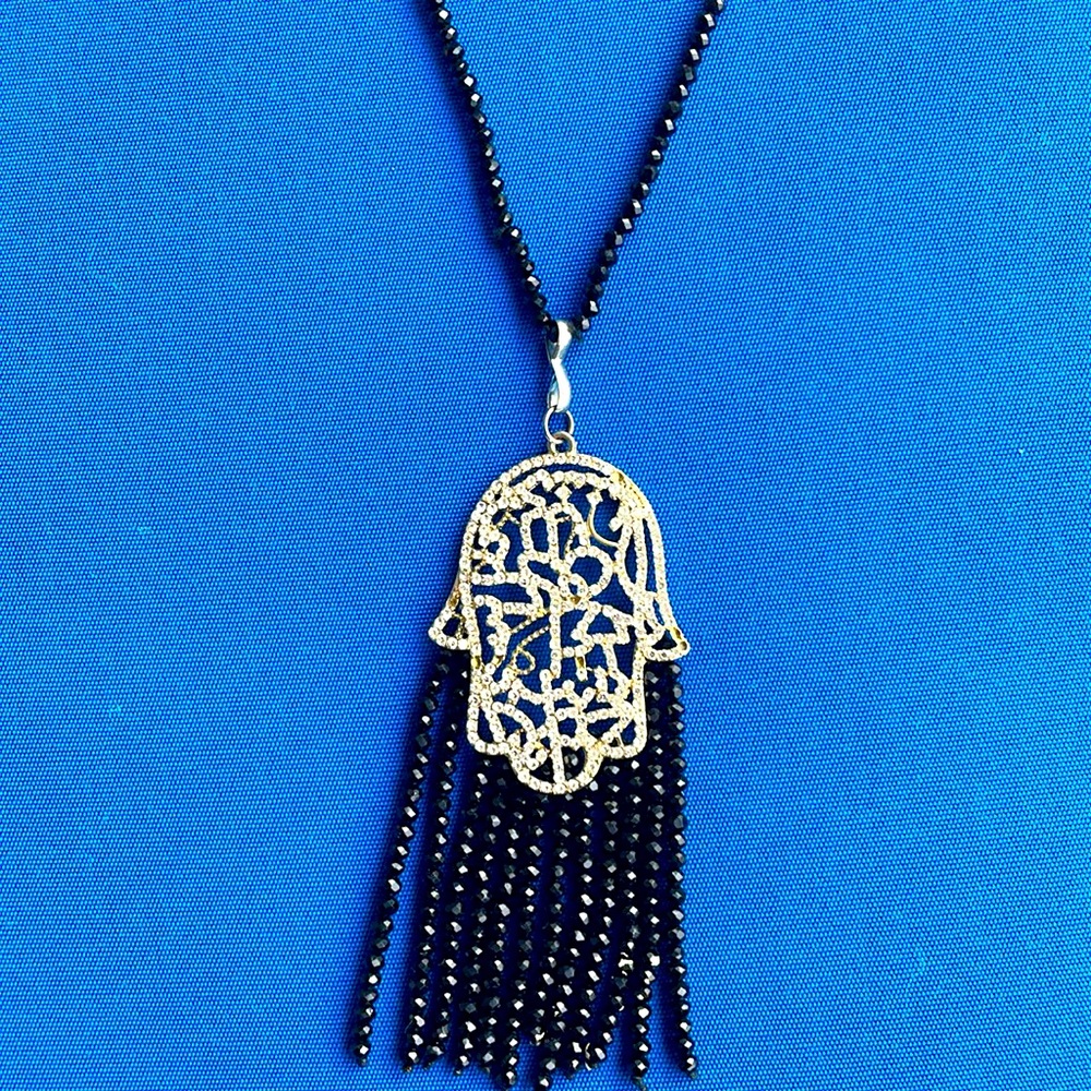 Black beaded necklace.